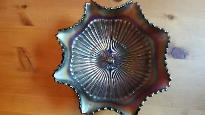 $15 • Buy Carnival Glass Dark Amethyst Northwood Stipple Rays Bowl 