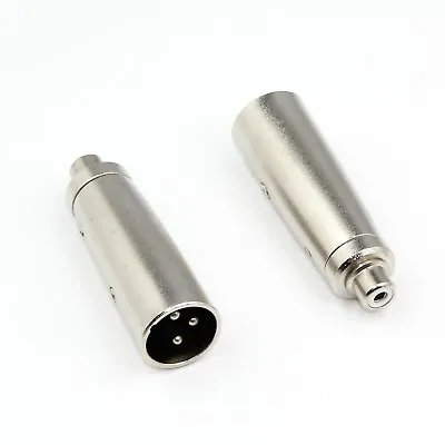 2 Pcs Metal XLR 3 Pin Male Jack Plug To Mono RCA Phono Female Adaptor Converter • £3.99