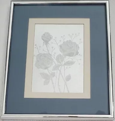 1984 Manifestations Optical Illusionary Art - Silver Foil Roses Bouquet 8  X 10  • $26