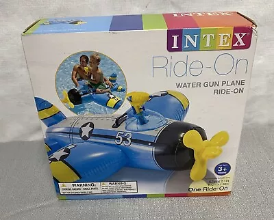 Water Gun Plane Ride-On Pool Float With Squirt Gun Grey And Blue Inflatable Toy • $42.38