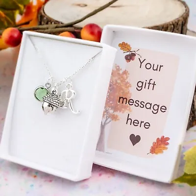 Personalised Acorn Necklace Nature Charm Jewellery Thank You Teacher Gifts • £15.49