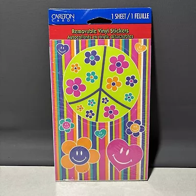 Vintage Carlton Cards Hippie Peace Flower Removable Reusable Vinyl Sticker Decal • $12