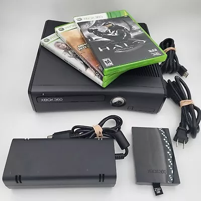 Microsoft Xbox 360 S Slim 1439 250GB Console System Bundle - Tested And Works • $90