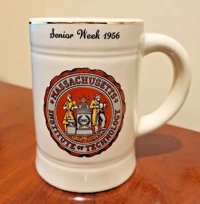 Massachusetts Institute Of Technology  SENIOR WEEK 1956  Gold Trim Ceramic Stein • $17