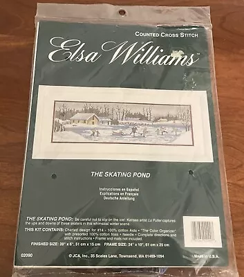 Elsa Williams Counted Cross Stitch Kit 02090 THE SKATING POND Unused!! • $21.99