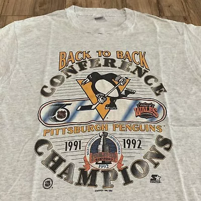 Vintage 1992 Pittsburgh Penguins Stanley Cup T-Shirt Men’s Large • $30