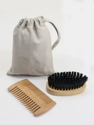 Boar Bristle Beard Mustache Comb Wood Set Handle Hair Brush Shaving Tool Men New • $7.62