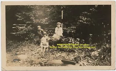 Old Photo 3 Little Children On Log Mt Pleasant Ohio OH • $4.99