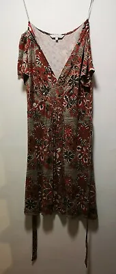 £5 • Buy Rocha John Rocha Dress - Red / Brown Floral - UK12 (185)