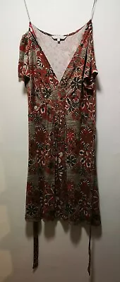 £5 • Buy Rocha John Rocha Dress - Red / Brown Floral - UK12 (185)