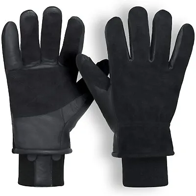 American Fur Deerskin Ski Gloves 3M Thinsulate Insulation Leather Gloves Black • $34.99