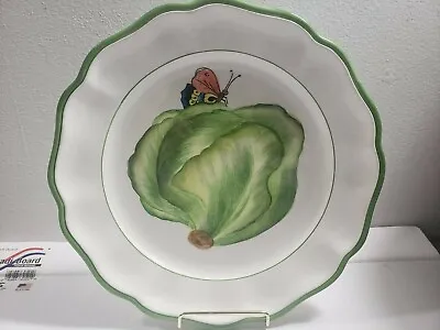 Vieti Hand Painted Butterfly On Lettuce  9 3/4  Scalloped Plate Dinner • $19.95