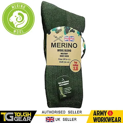 Mens Merino Wool Blend Military Work Boot Thick Thermal Winter Socks 2.8 Tog • £3.95