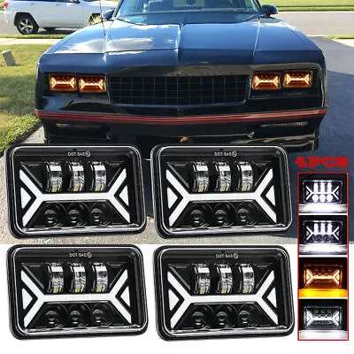 4PCS For 1980-1988 Chevrolet Monte Carlo SS 4x6  DRL Hi/Lo Beam LED Headlights • $87.32