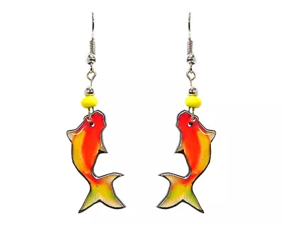 Orange Koi Fish Earrings Japanese Animal Accessories Handmade Zen Boho Jewelry • $13.99