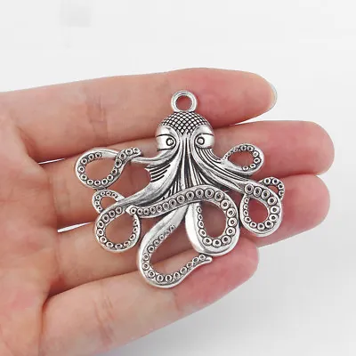 5 X Tibetan Silver Sea Octopus Charms Pendants 54*56mm Steampunk Nautical DIY • £4.31