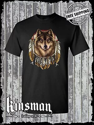 Wolf Dreamcatcher With Feathers T-Shirt Native American Indian • $16.95