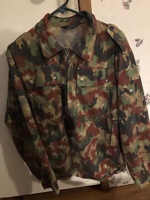 Vintage Swiss Army Field Jacket Small M83 Alpenflage Military Camouflage Camo • $31