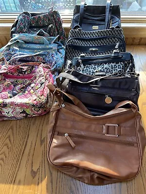 9 Purses Mixed Lot Of 4 Fabric Satchels 3 Vinyl/Fabric & 2 CL America Purses • $26.80