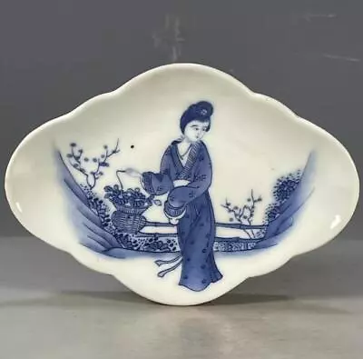 Old Antique Chinese Qing Dynasty Hand-Painted Blue White Porcelain Plate /06 • $1.25