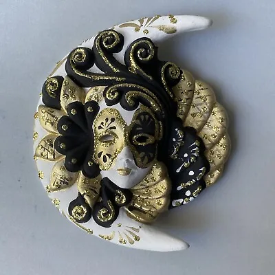 Venetian In Noctis Handcrafted Ceramic Wall Mounted Mask Decor Sun & Moon 5.5” • $50