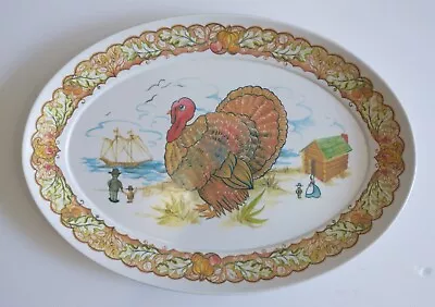 Brookpark Thanksgiving Turkey Platter Melmac Pilgrims Discovery Large 21x15  EUC • $34.99