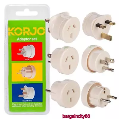 $49.99 • Buy Korjo 3pcs World Travel Adapter From Australia&New Zealand To UK USA Europe Plug