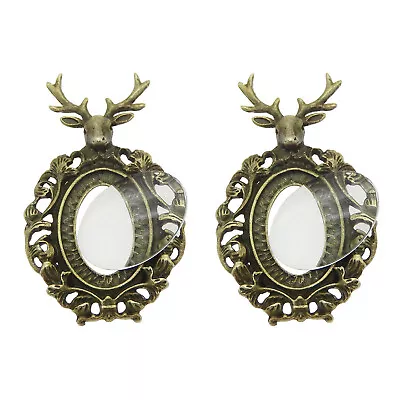 2pcs Bronze Alloy Elk Moose Setting Blank Tray Glass Cover Cabochons Jewelry • $2.37