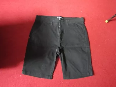 Mens Kangol Stretch Denim Style Black Shorts Size L 34 Waist • £10.79