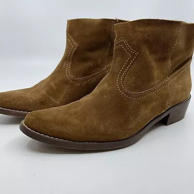 MADEWELL 1937 FOOTWEAR  BARNWOOD  TAN  SUEDE COWGIRL/COWBOY ANKLE BOOTIES Sz 7.5 • $45