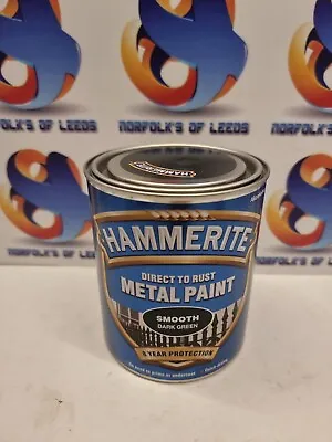 Hammerite Direct To Rust Metal Paint - Smooth Dark Green Finish 3 In 1 750ML M • £17.99