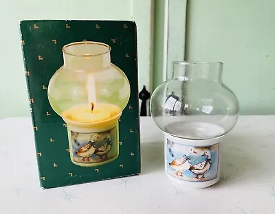 NEW Vintage 1980s Porcelain Mini Hurricane Candle Lamp Holder Duck Country Print • $14.99