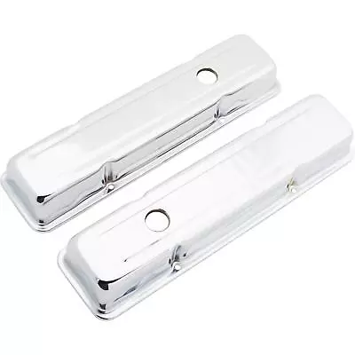 SBC Chevy 305 327 350 400 Short Chrome Steel Valve Covers W/ Breather Holes • $22.99