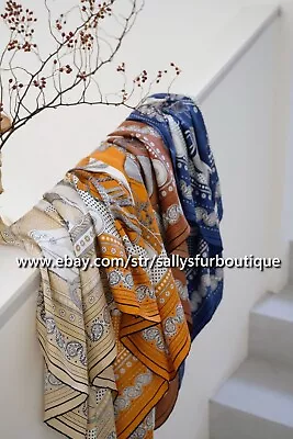 Sallys Boutique 16 Momme Twill Silk Wrap Scarf Aztec Print Square Shawl 35  • $39.99