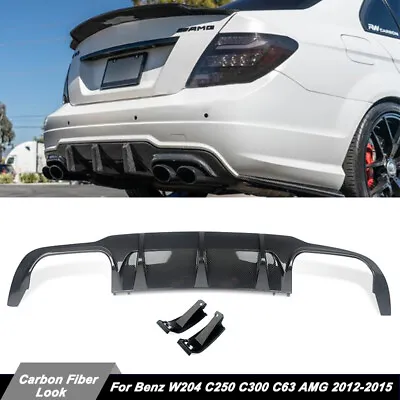 Carbon Style ABS Rear Diffuser Lip For 2012-15 Benz W204 C250 C300 C350 C63 AMG • $158.99