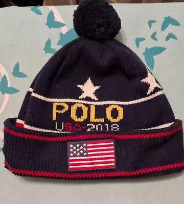 Polo Ralph Lauren Winter Olympics 2018 Fleece Beanie Team USA Flag • £50