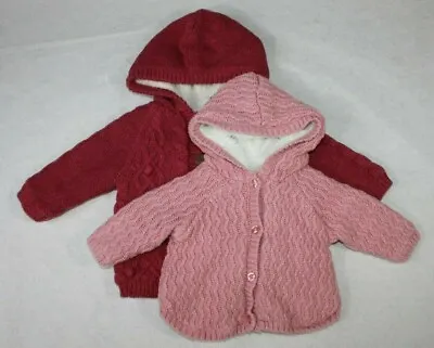 Girls Age 0-3 Months Bundle Pink Knitted Hoodies John Lewis Matalan 2 Items • £4