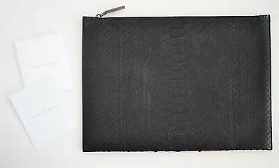 New VICTORIA BECKHAM Black PYTHON Large Simple Pouch Clutch Folio Case • $395