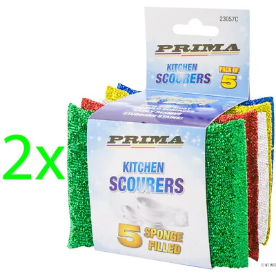 Set Of 10 Non Scratch Scourer Pads Scourers Cleaning Washing Up Pan Dish Cleaner • £3.49