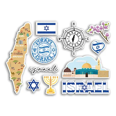 A5 Sticker Sheet Israel Vinyl Stickers - Map Country Holiday Flag Travel #78483 • £3.99