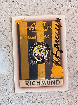 Kevin Bartlett HOF AFL Richmond Signed Card - RARE SIGNATURE. • $60
