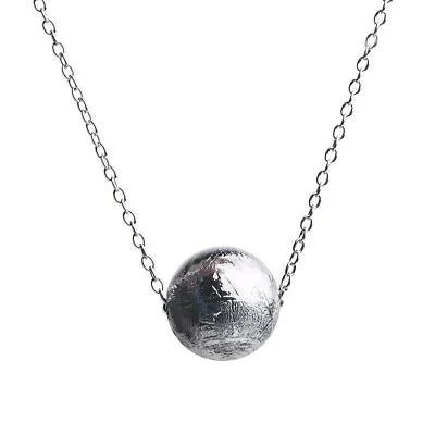 Natural Gibeon Iron Meteorite Pendant 8mm BallSphere Moldavite Silver BeadsAAAAA • $87.03