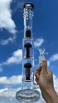 $37.99 • Buy 16  Glass Bong Percolate Bongs Water Pipe Hookah Smoking Bubbler 18mm Bowl Black