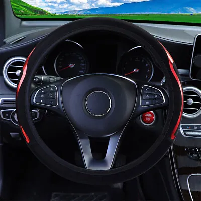 Pu Leather Car Steering Wheel Cover Breathable Anti-Slip Steering Cover 37-38cm • $15.38