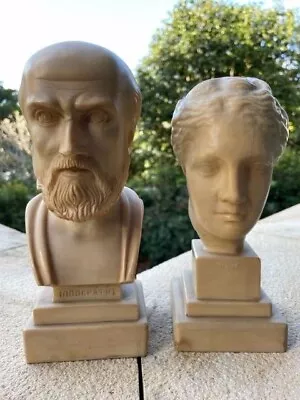 Bust Statues Of Hippocrates Father Of Medicine & Hygieia Goddess Of Health • $110