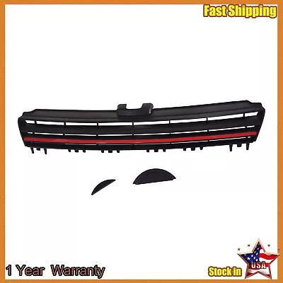 Front Black W/ Red Trim Grille Fit 2015 2016 Volkswagen VW MK7 Golf GTI • $40.55