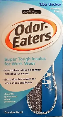 Odor Eaters Super Tuff Shoe Odour Washable Work Wear Insoles Charcoal Layer • £8.99