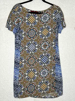 Tigerlily Womens Dress Size 8 Blue Brown Solaire Mallorca Desk To Dinner • $30