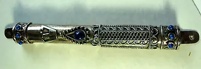 Vintage Large Sterling Silver And Lapis Entry Door Mezuzah Case Without Scroll • $195