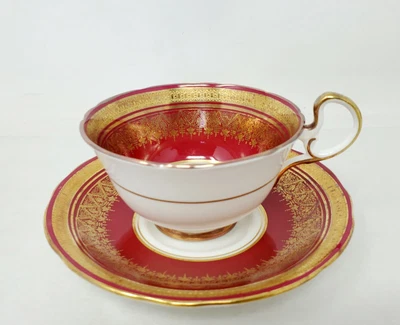 £34.36 • Buy Aynsley Romney - Cup And Saucer Set - Red Gold Coffee Tea 754522